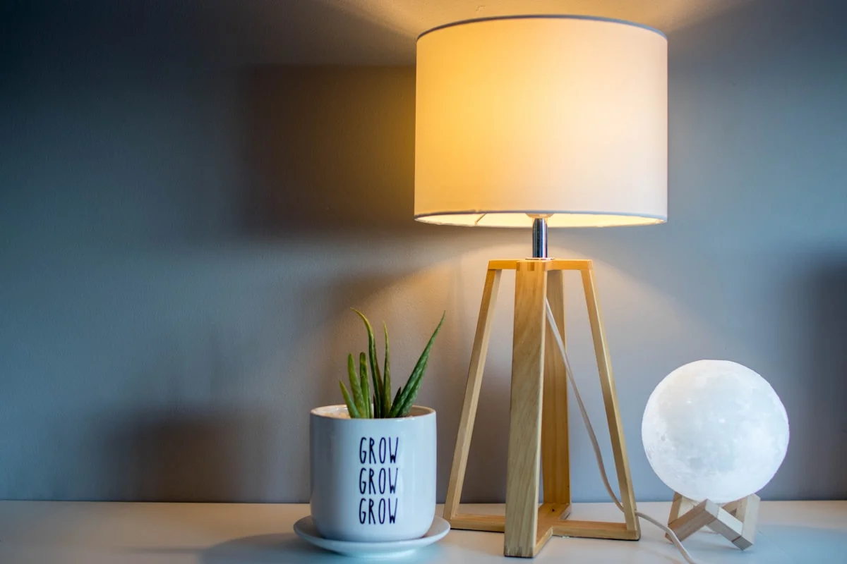 Warm glowing dimmable light bulb filament casting soft flicker-free ambient light
