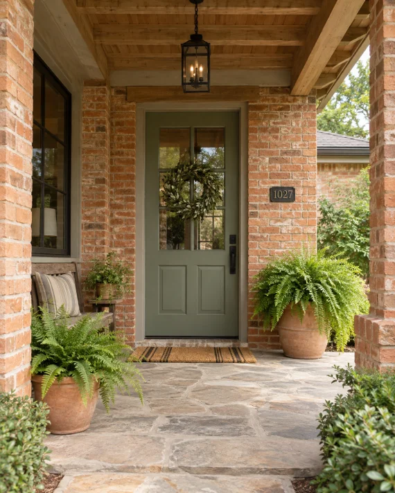 Soft Muted Sages for Light Red and Orange Brick