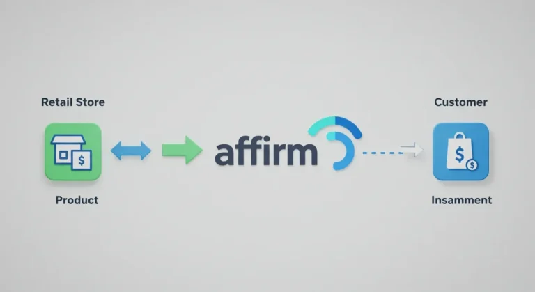 A diagram showing the flow of money and goods between a customer, a merchant, and Affirm.