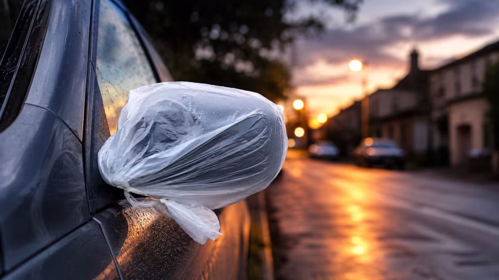 Bags on Car Mirrors