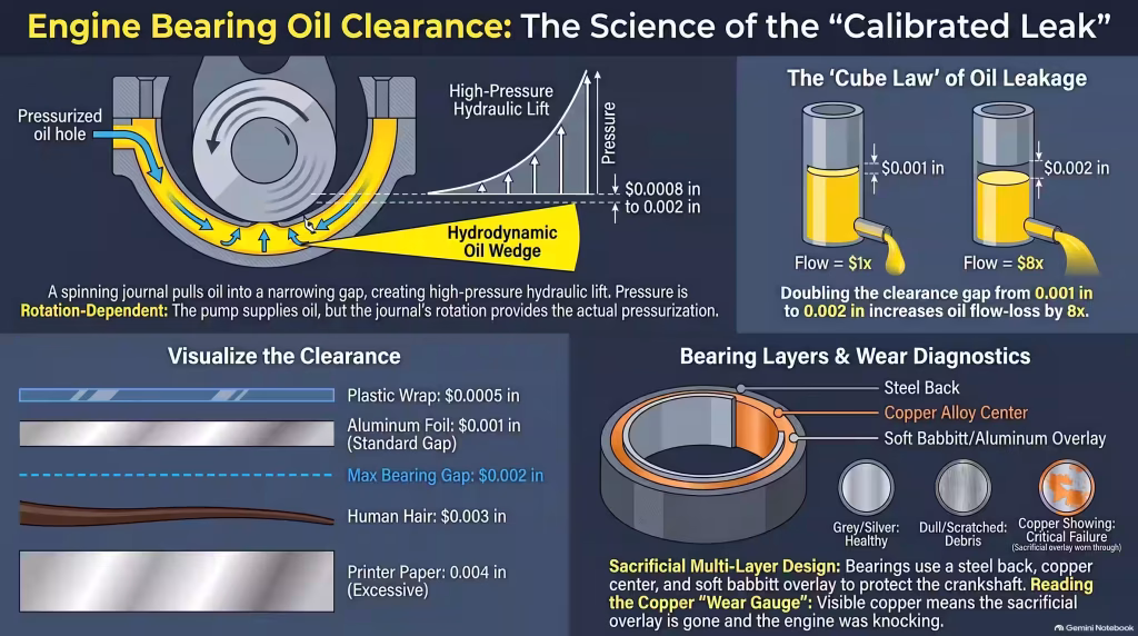 Why Engine Builders Call Bearing Clearance a Calibrated Leak