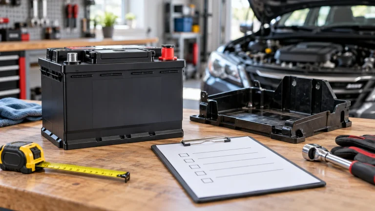 Car battery finder and fitment checklist