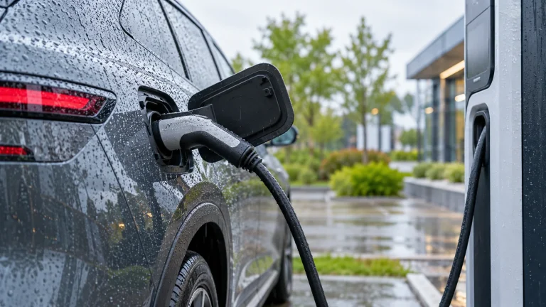 Safe electric vehicle charging during light rain