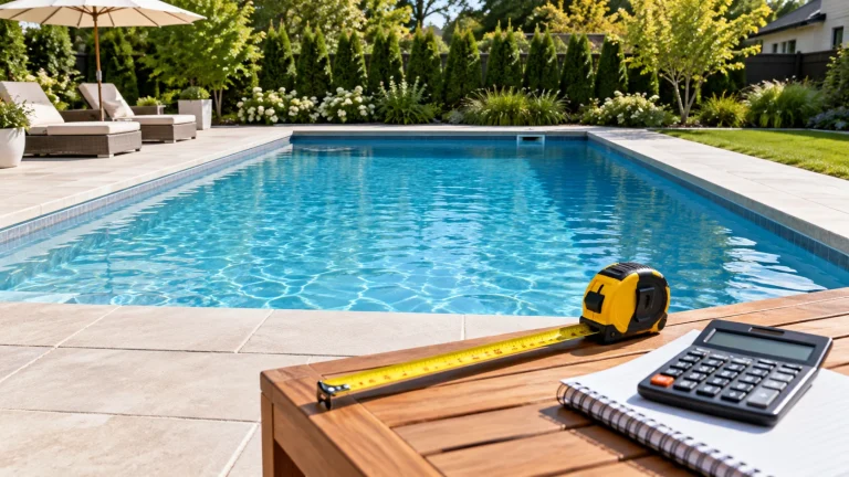 Swimming pool measurement setup for volume calculations